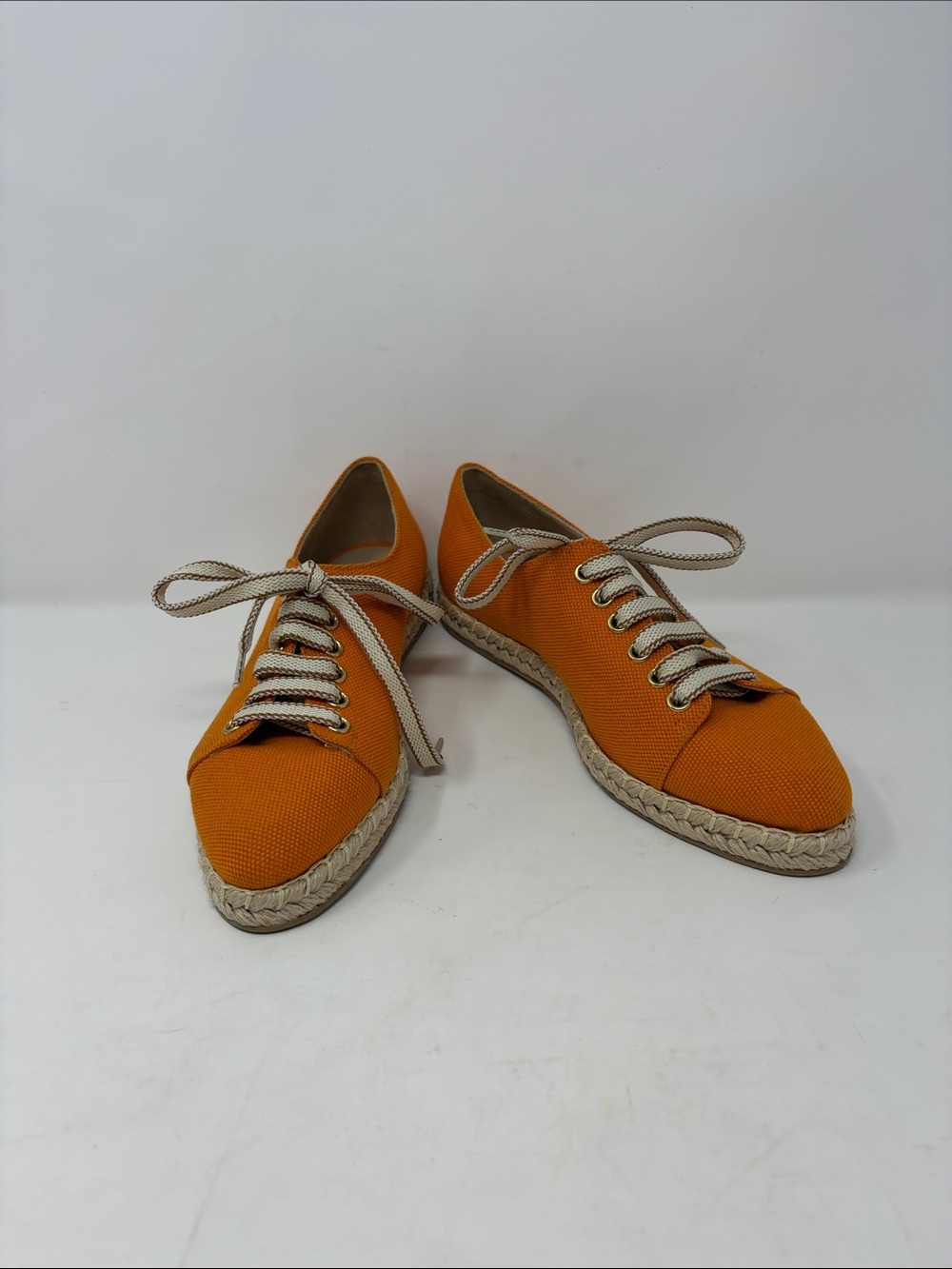 M. Gemi Orange Canvas Espadrille Lace Sneakers Size 6 Brand New
